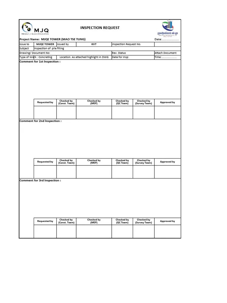RCPTRequesting Form For Concrete Casting PDF Building Materials
