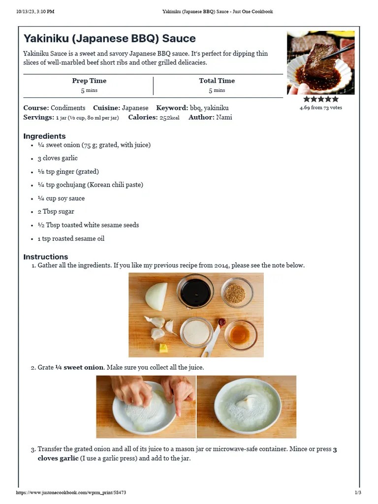 Yakiniku (Japanese BBQ) Sauce Just One Cookbook PDF Sauce