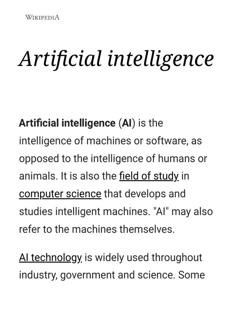 Artificial Intelligence Wikipedia PDF Artificial Intelligence