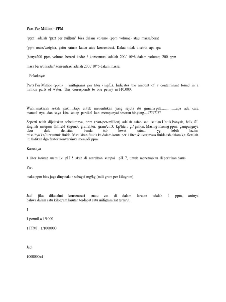 Part Per Million | PDF