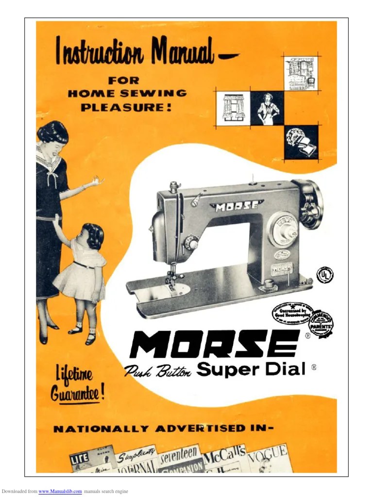 Morse Super Dial Sewing Machine Instructions PDF