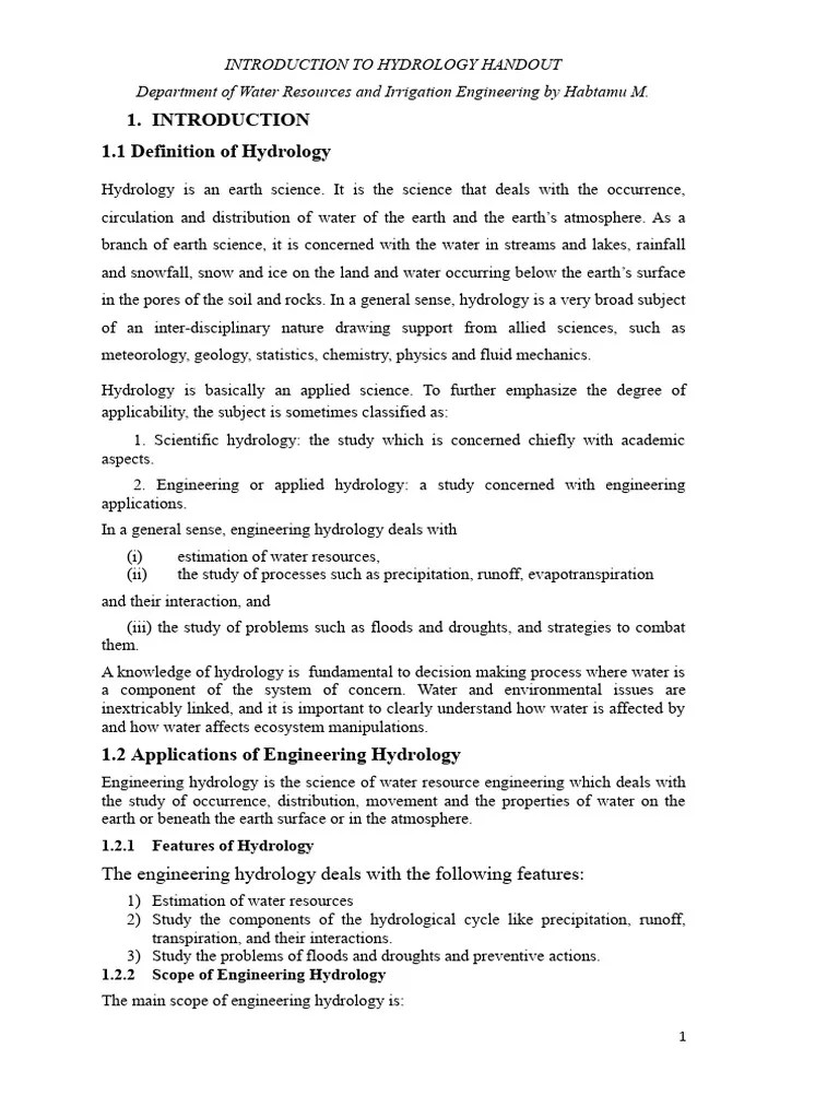 Introduction To Hydrology PDF Hydrology Precipitation