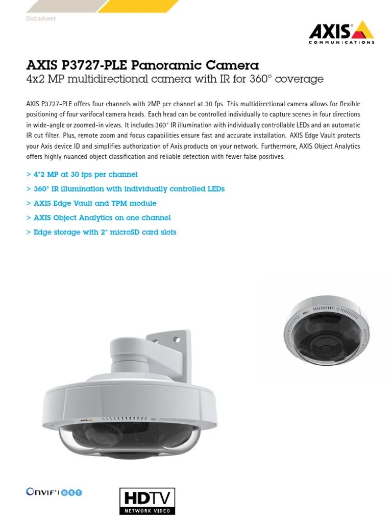 Datasheet Axis p3727 Ple Panoramic Camera en US 367659 PDF Camera