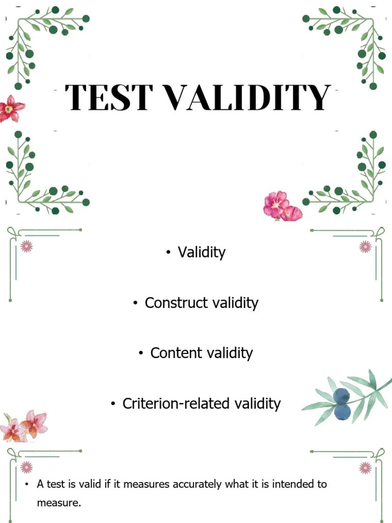 Test Validity PDF Validity (Statistics) Educational Assessment