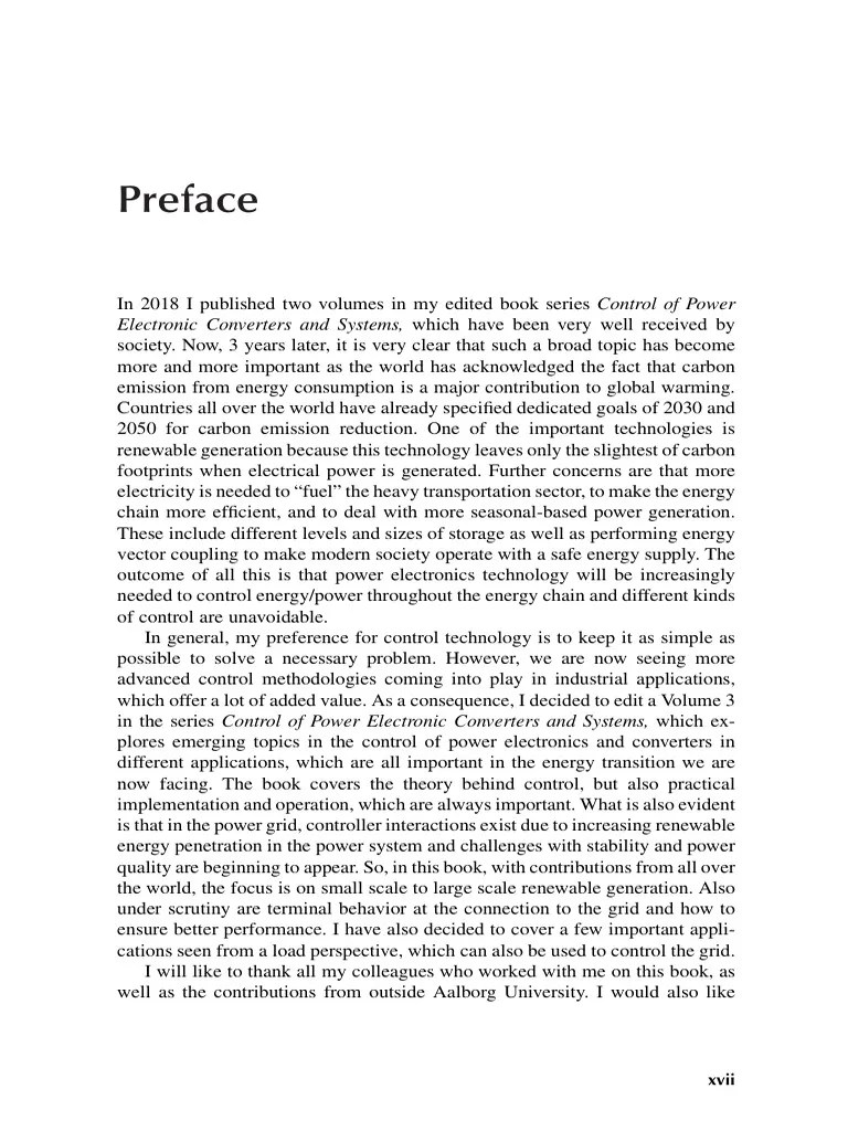 Preface 2021 Control of Power Electronic Converters and Systems PDF Renewable Energy