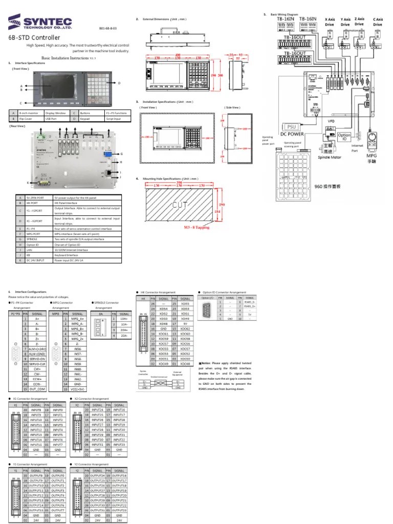 B01-6B-8-03 - 6b-8-Inch Controller Basic Installation Instructions