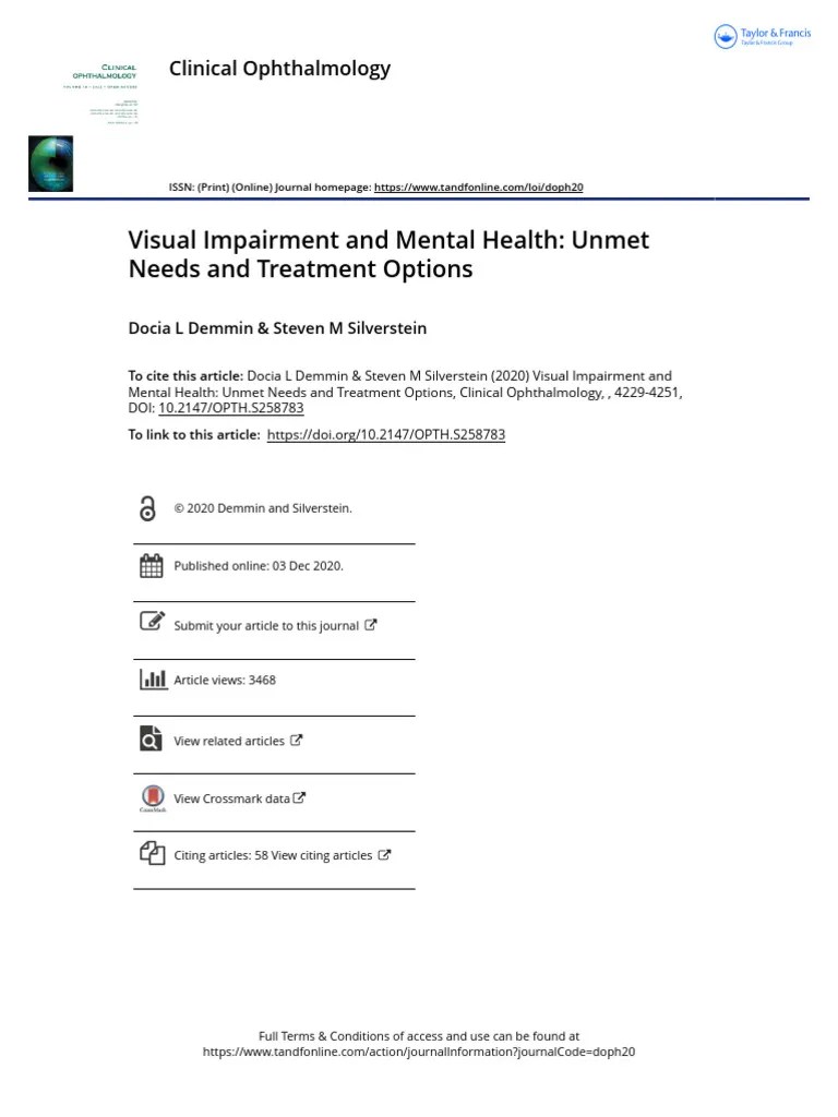 Visual Impairment and Mental Health Unmet Needs and Treatment Options