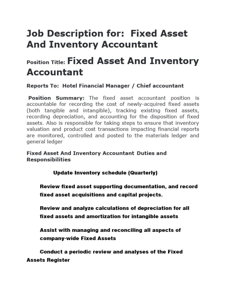 4.job Description For Fixed Assets and Inventory PDF