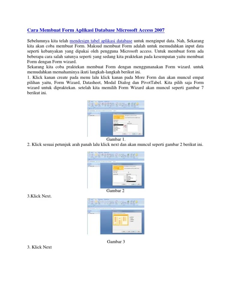Cara Membuat Form Aplikasi Database Microsoft Access 2007 PDF