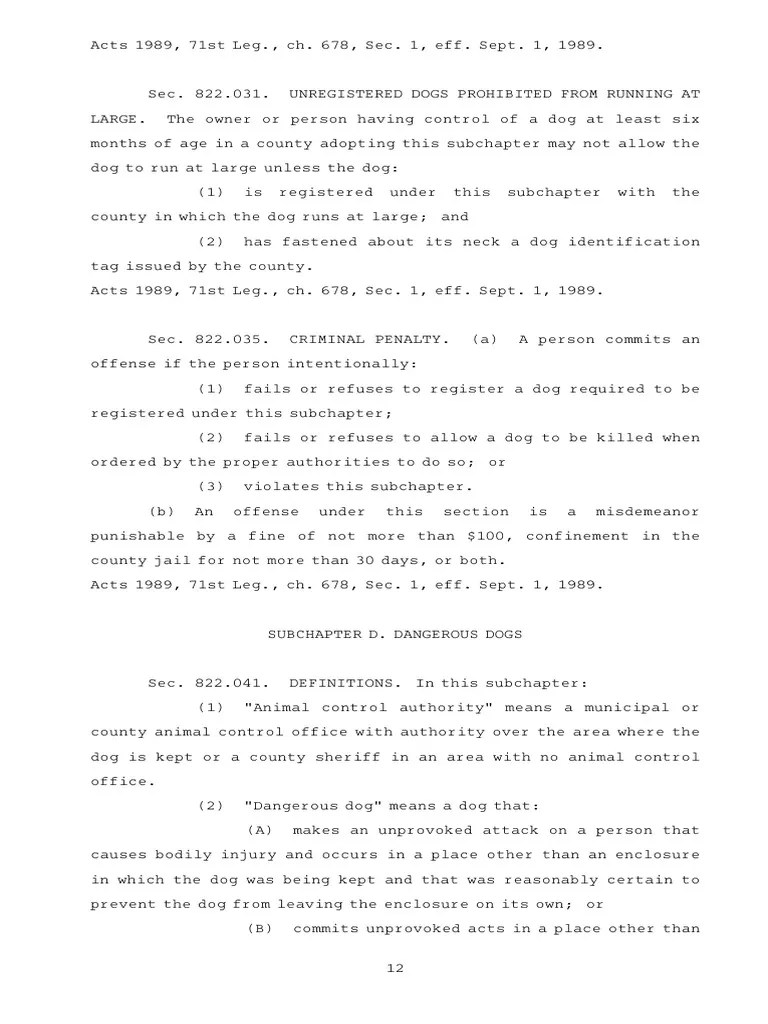 HEALTH AND SAFETY CODE CHAPTER 822. REGULATION OF ANIMALS PDF