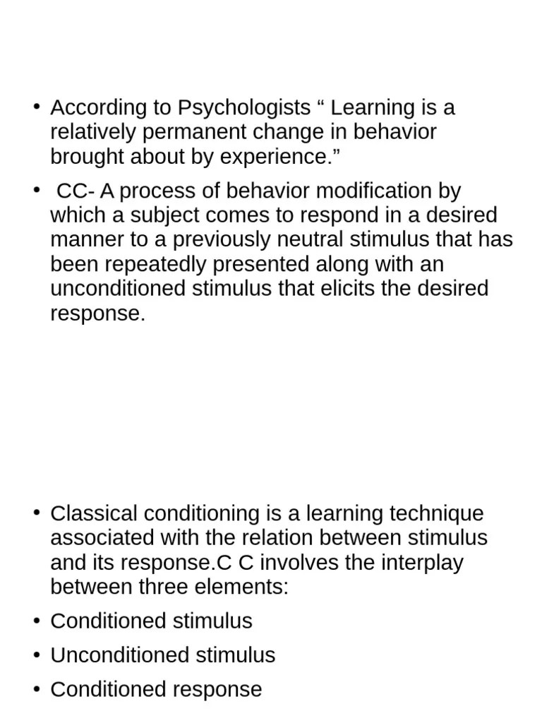 Classical Conditioning PDF Classical Conditioning Behaviorism