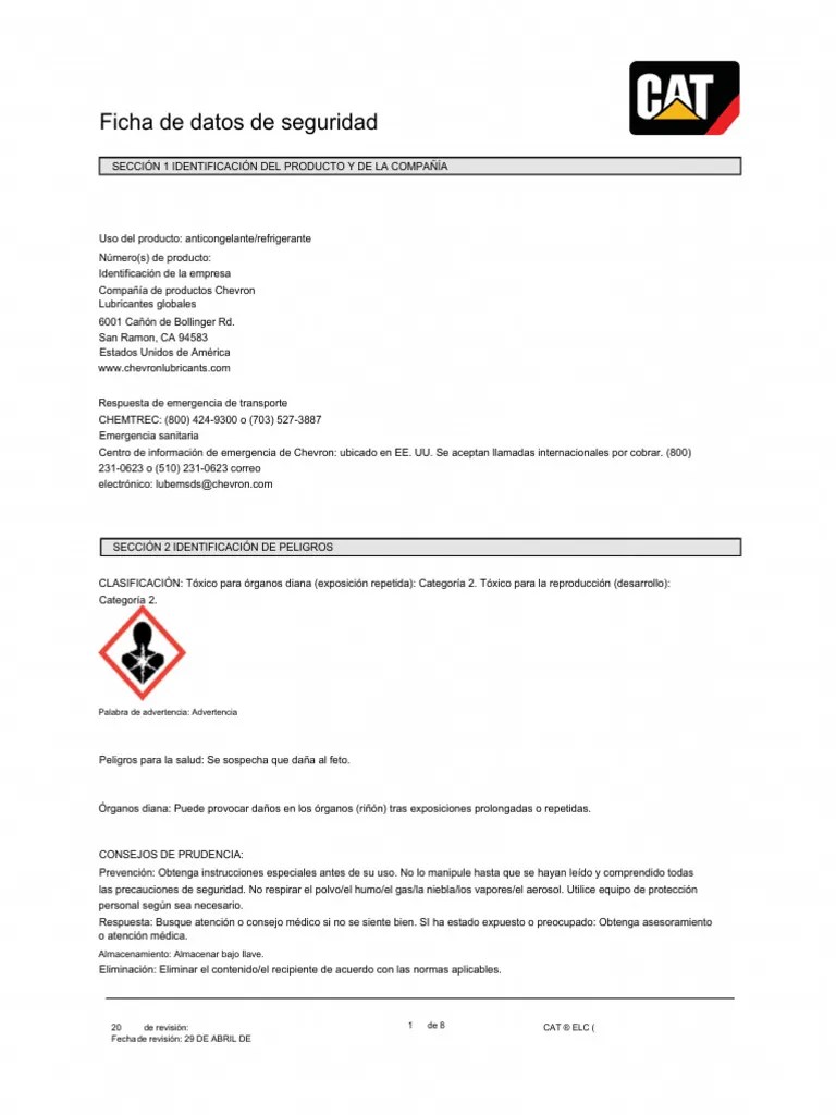 2. MSDS_CAT ® ELC (Extended Life Coolant)_Actualizada PDF Agua