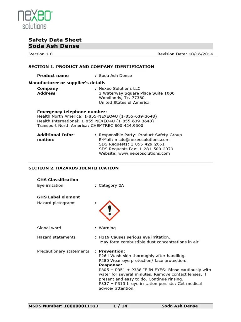 sodaashsds PDF Toxicity Personal Protective Equipment