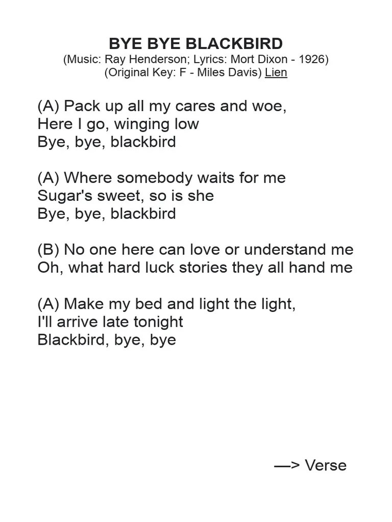 Bye Bye Blackbird (lyrics) PDF