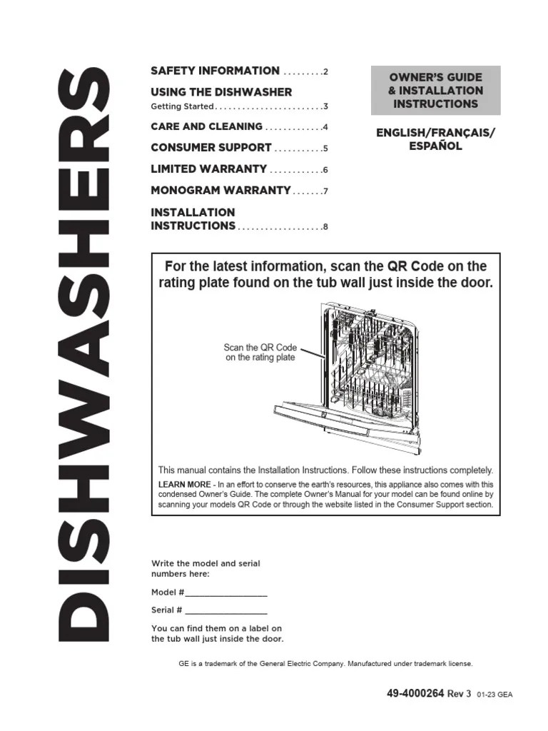 Ge Pdt775synfs Manual En PDF Dishwasher Electrical Wiring