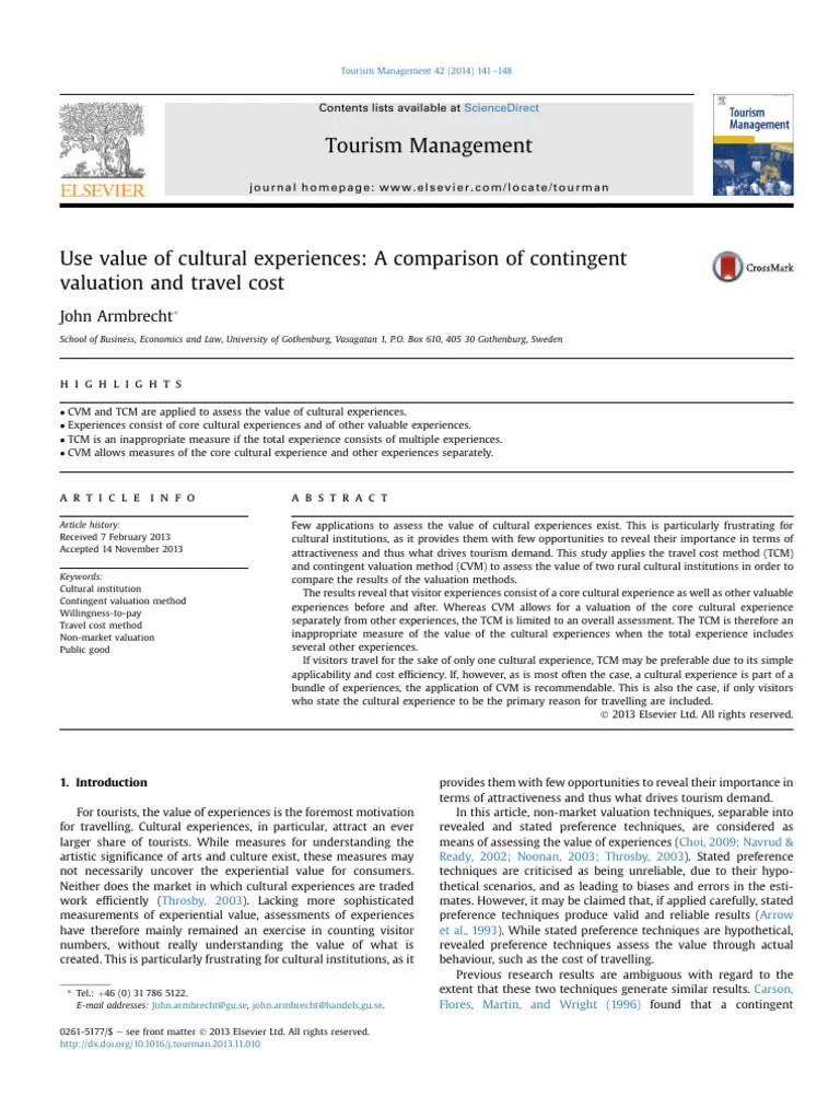 Travel Cost Method Case Study PDF Valuation (Finance) Survey