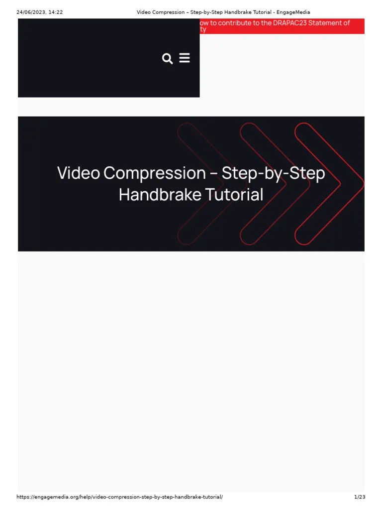 Video Compression StepbyStep Handbrake Tutorial EngageMedia PDF
