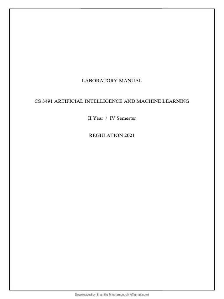 CS3491 Ai Lab Manula R2021 Final PDF Bayesian Network Cluster