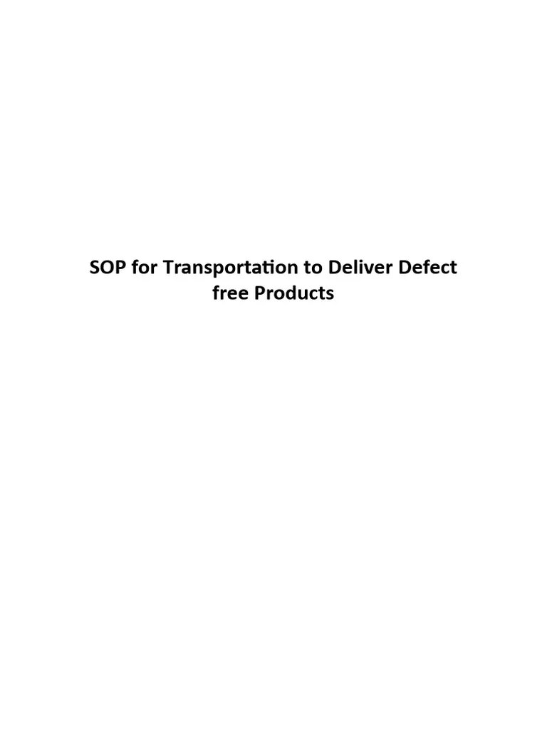20 SOP For Transportation To Deliver Defect Free Prod PDF Logistics
