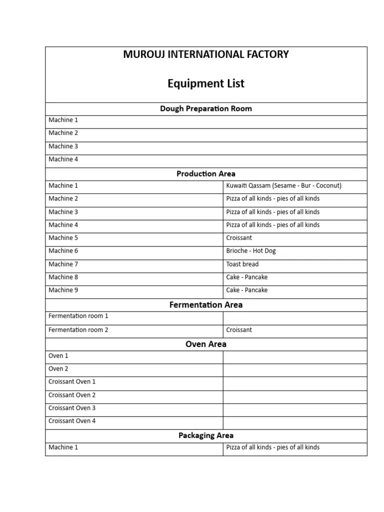 Equipment List PDF