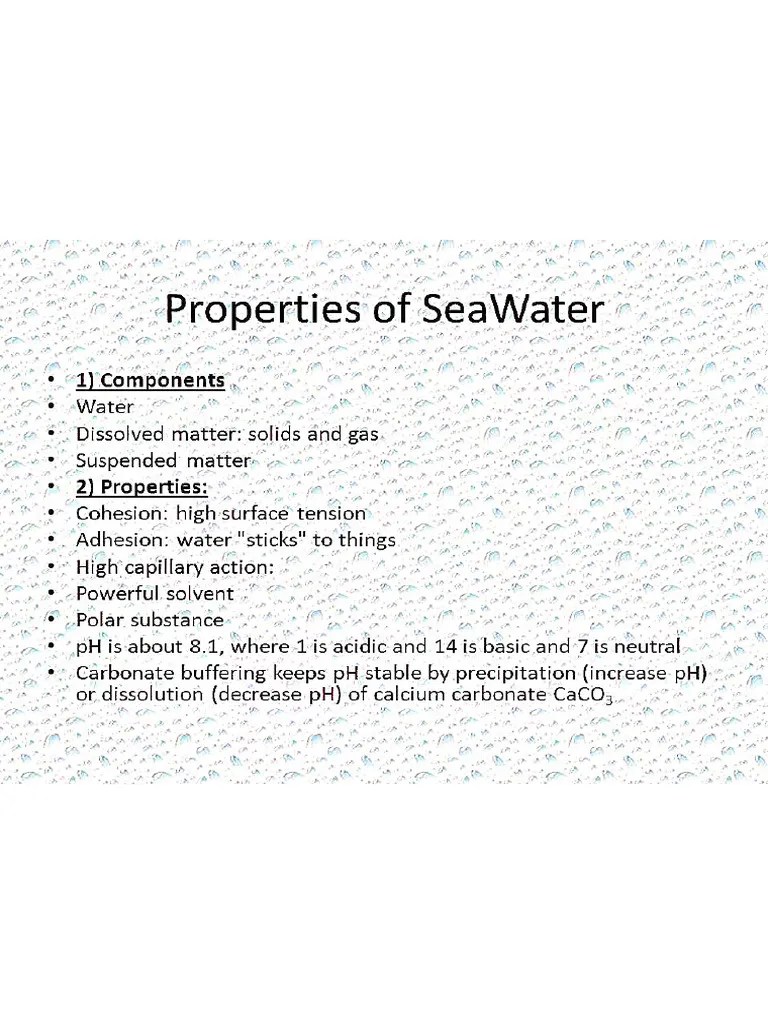 Properties of Sea Water PDF