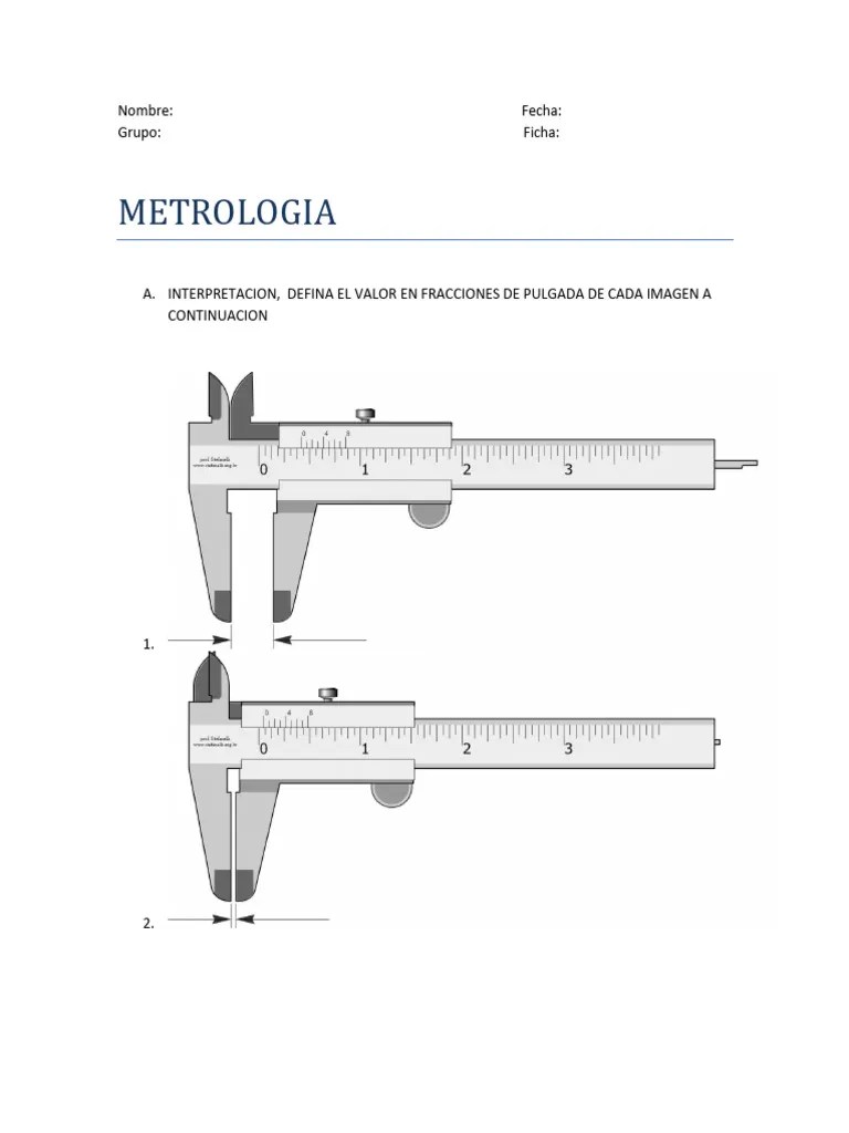 Taller Metrologia Interpretacion en Pie de Rey PDF
