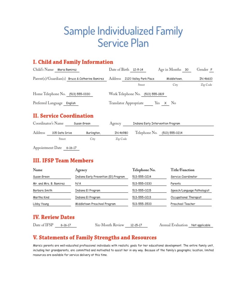 Sample Individualized Family Service Program_1 | PDF | Communication
