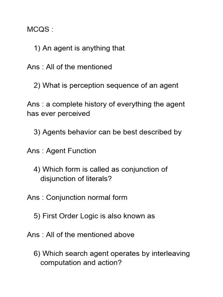 Ai Objective Question and Answers PDF