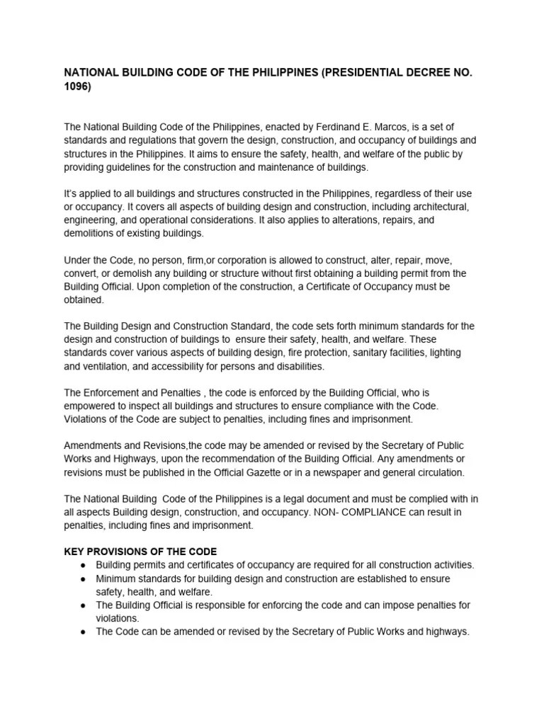 PD 1096 National Building Code PDF Building Code Building