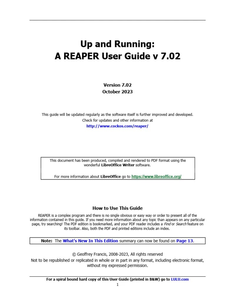 Reaper User Guide 702 CC | PDF | Computer File | Software