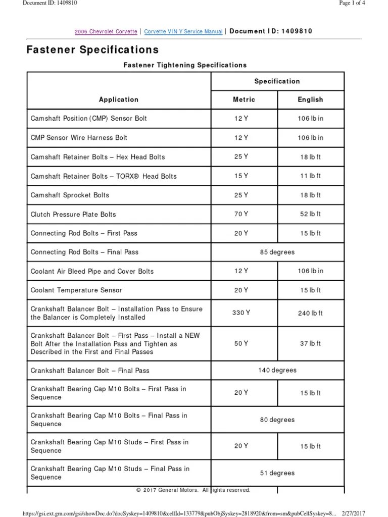 ls2 Torque Specs PDF Screw Ignition System