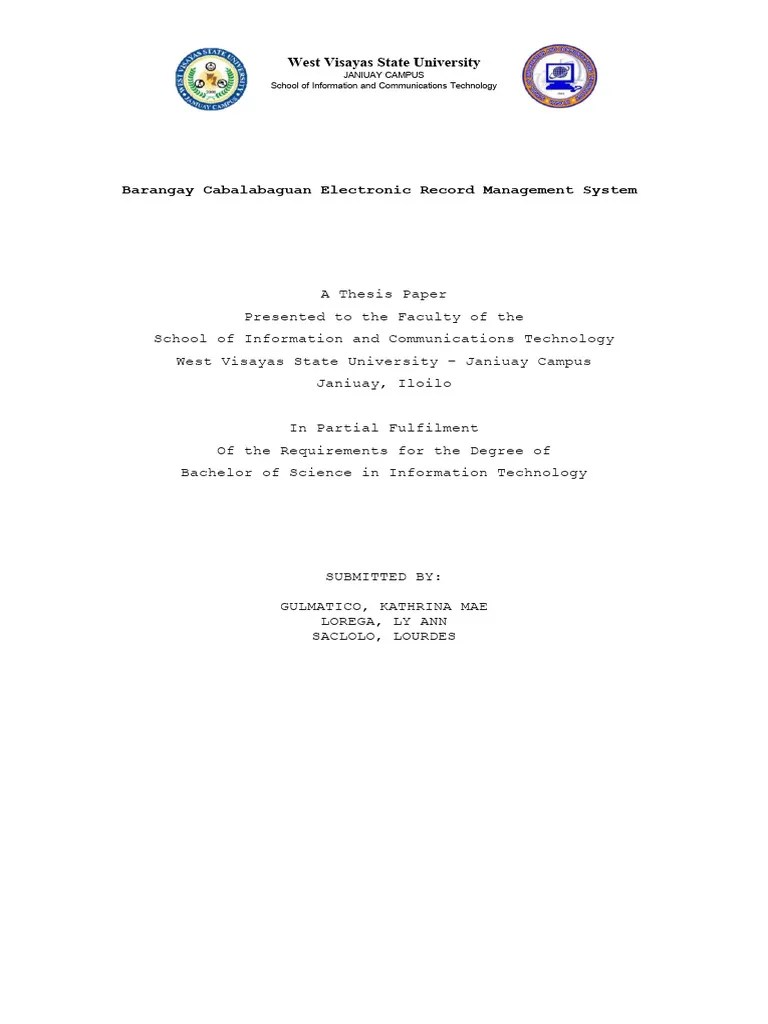 Barangay Cabalabaguan Electronic Record Management System PDF