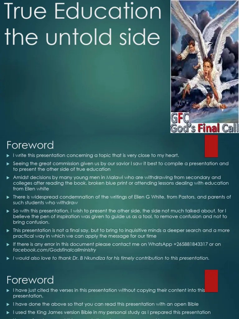 True Education The Untold Side PDF Daniel (Biblical Figure) Jesus(01)