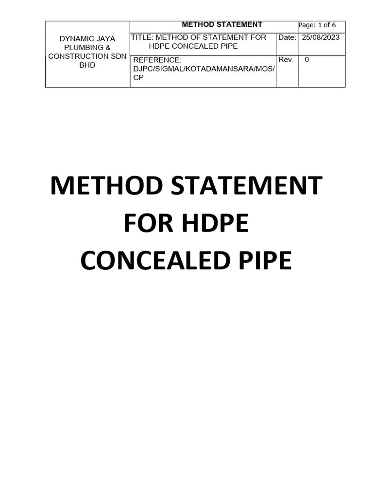 MOS CONCEALED PIPE PDF Plumbing Pipe (Fluid Conveyance)