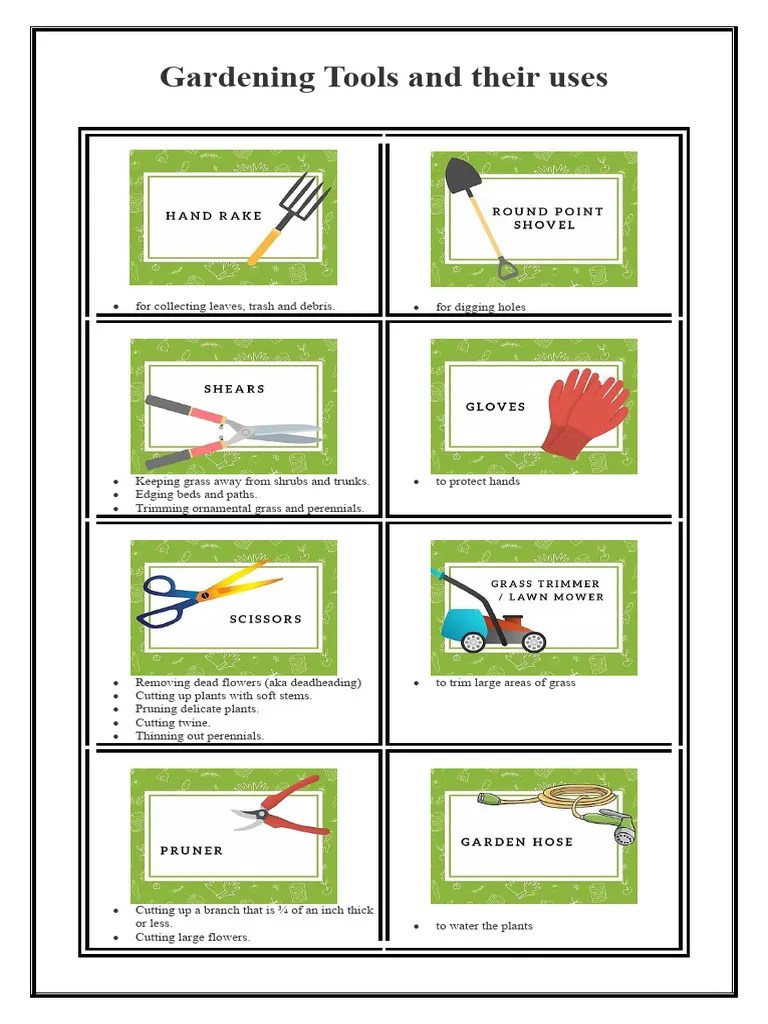 Gardening Tools and their uses PDF