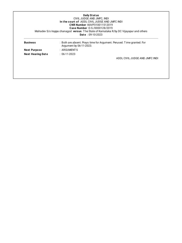 Case Status Search by Case Number PDF