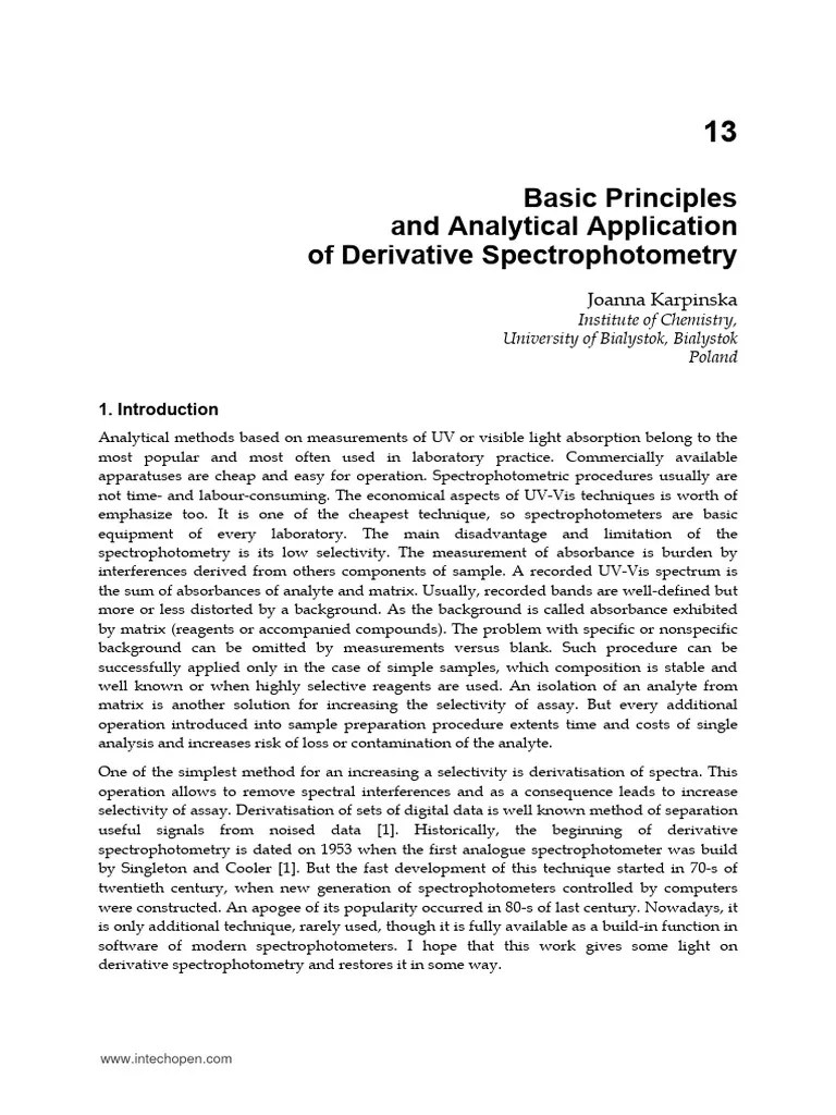 InTechBasic Principles and Analytical Application of Derivative