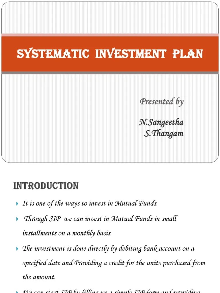 Systematic Investment Plan Mutual Funds Investing