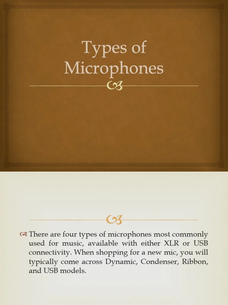 Types of Microphones PDF Microphone Audio Engineering