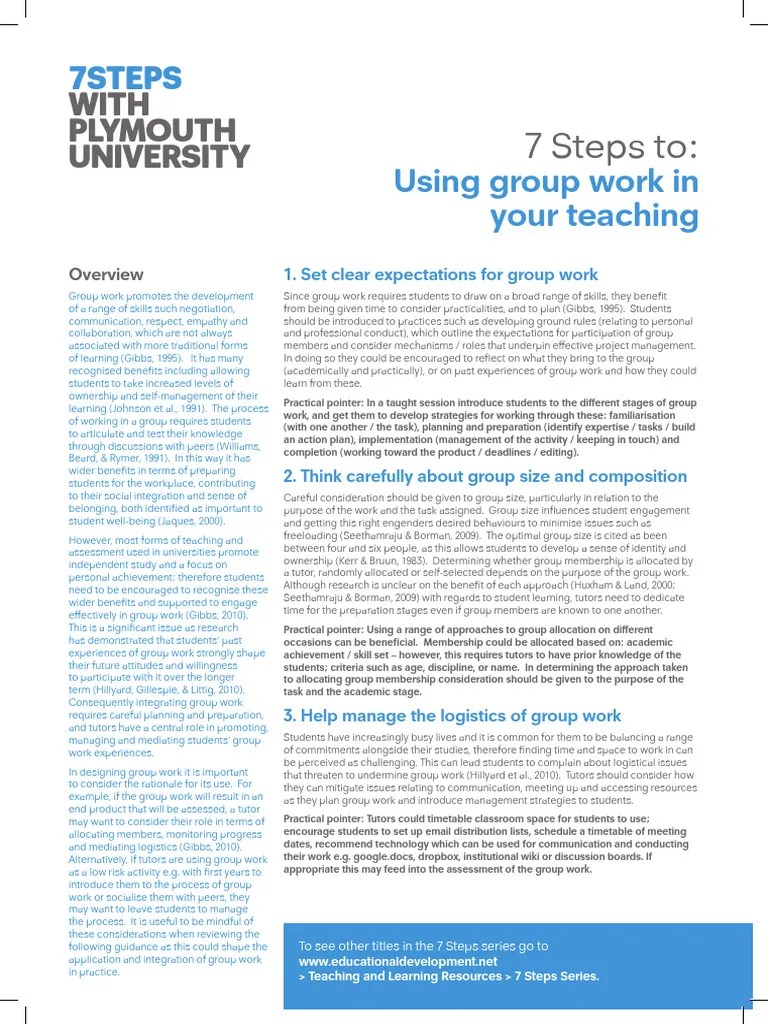 7 Steps To Using Group Work in Your Teaching March 2013 1 PDF Cross