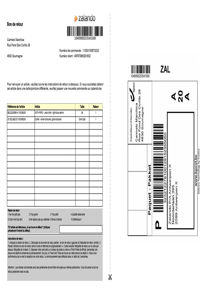 Return Label PDF