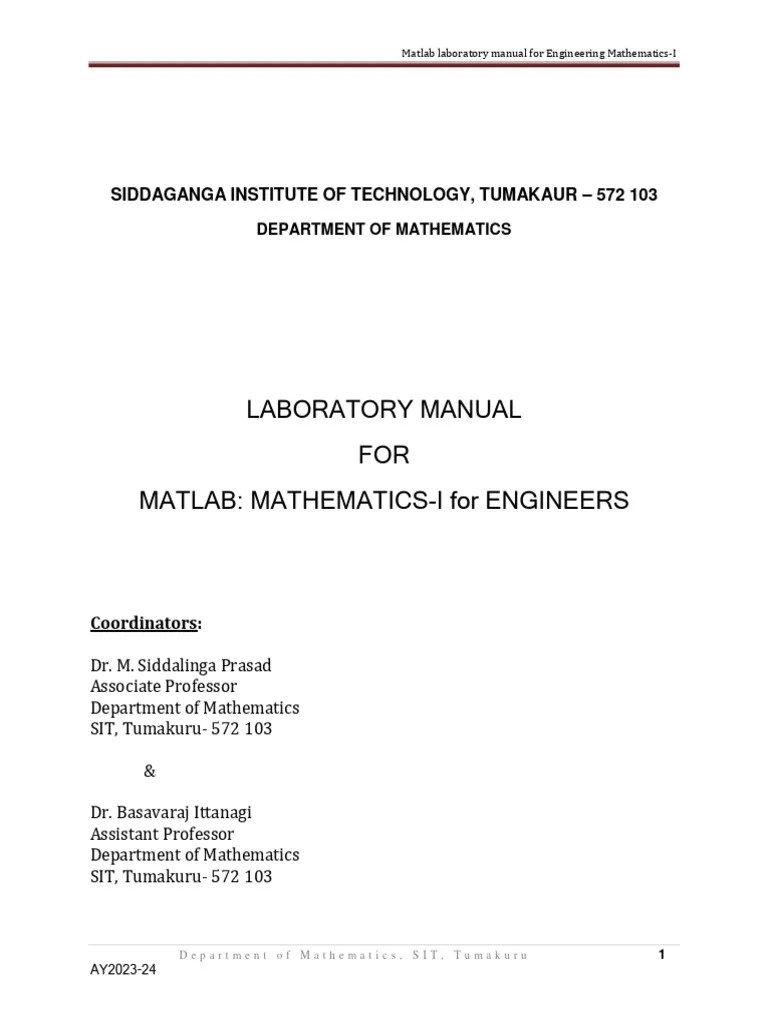 Matlab Manual PDF Matrix (Mathematics) Matlab