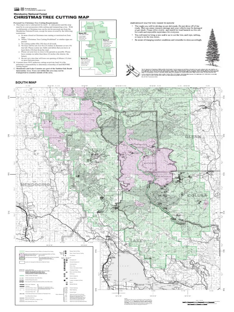 Mendocino NF Christmas Tree Cutting Map 060922 South PDF Plants Trees