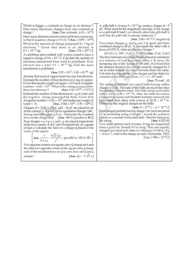 Electrostatics Worksheet PDF