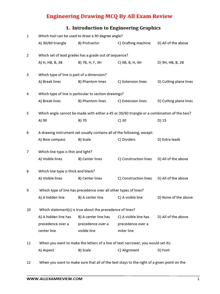 Engineering Drawing MCQ PDF PDF Tetrahedron Geometry