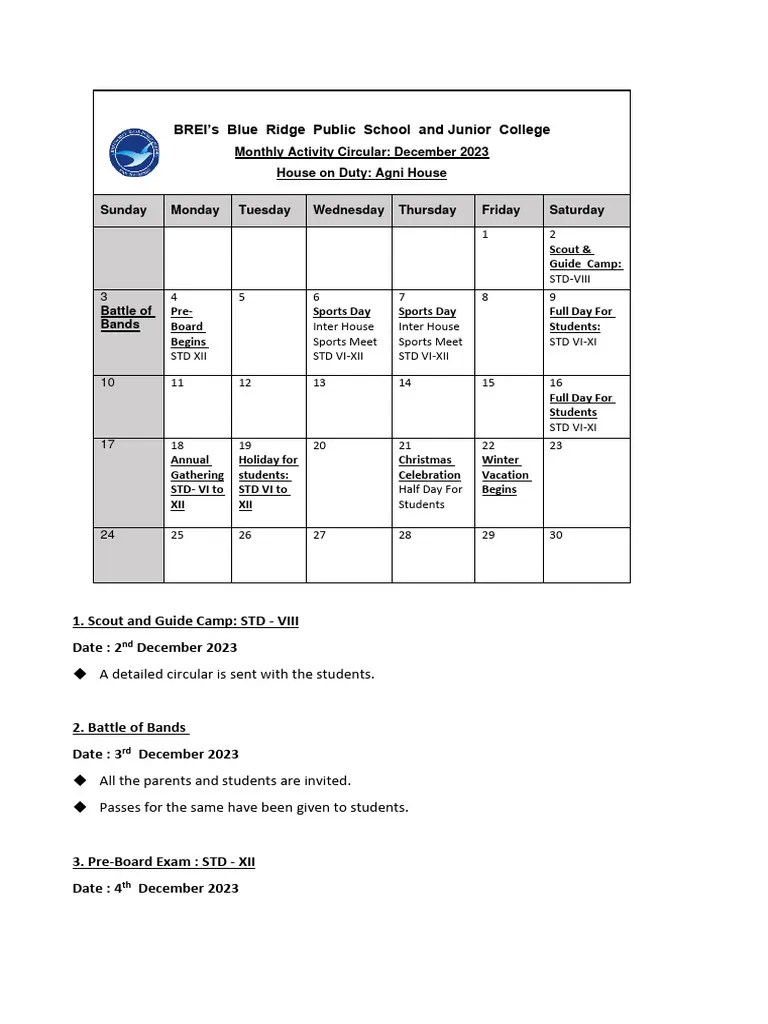 December Month Activities PDF