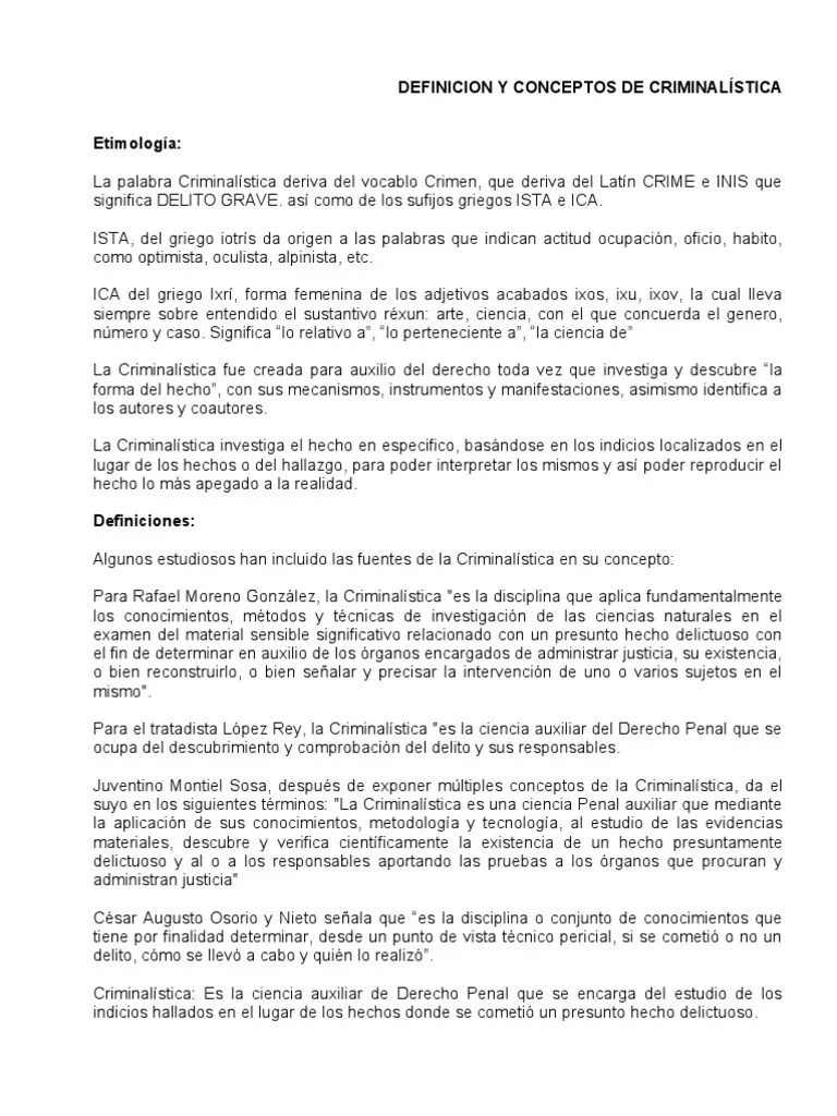 Criminalistica Definicion y concepto
