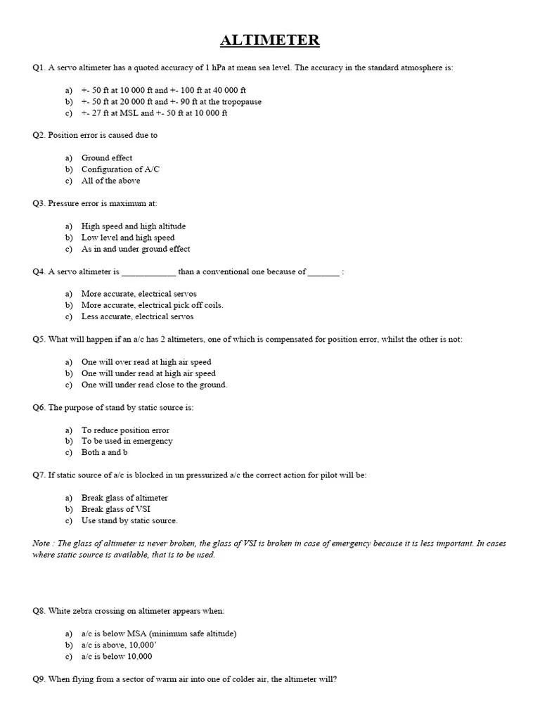 Altimeter PDF Altimeter Altitude