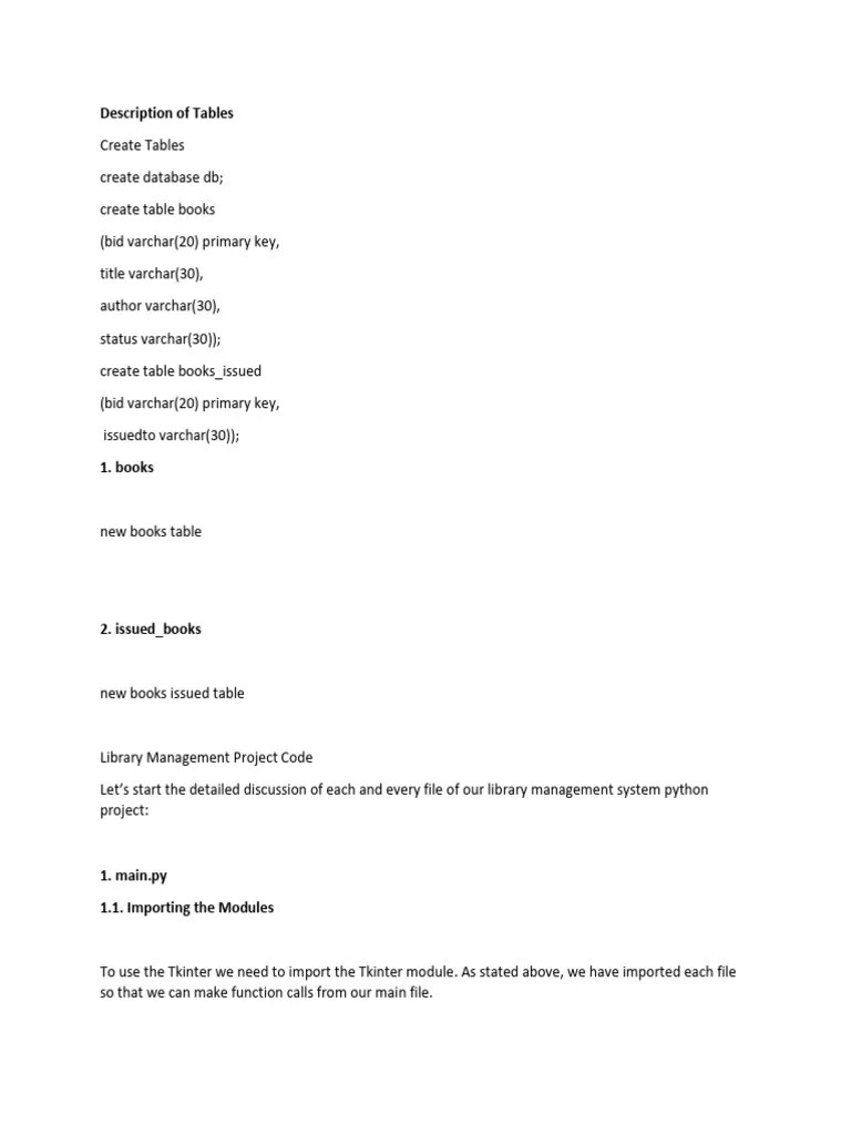 Description of Tables PDF