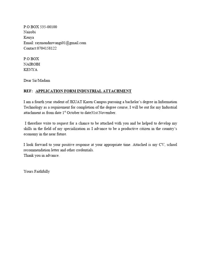 Industrial Attachment Letter PDF
